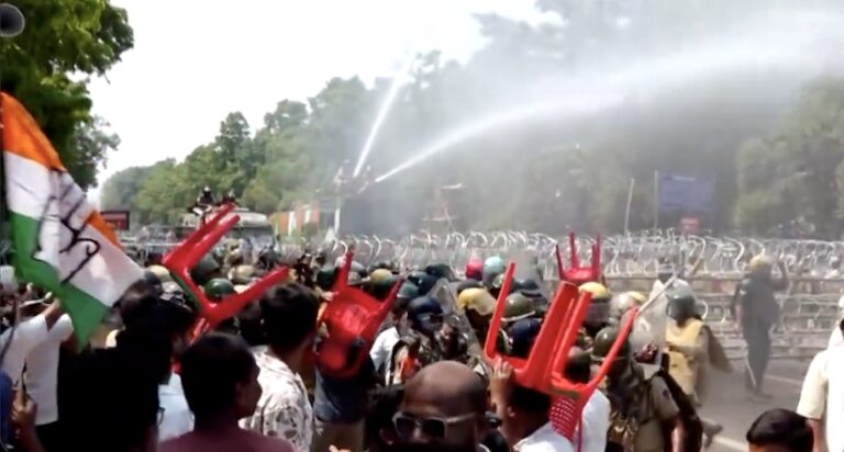 Odisha Assembly Gherao: Police Use Water Canon, Tear Gas As Congress Workers Pelt Stones & Hurl Chairs