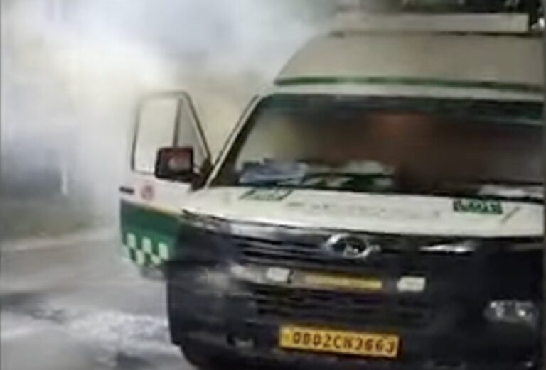 Ambulance Carrying Patient Catches Fire In Odisha’s Pipili, Occupants Escape Unharmed