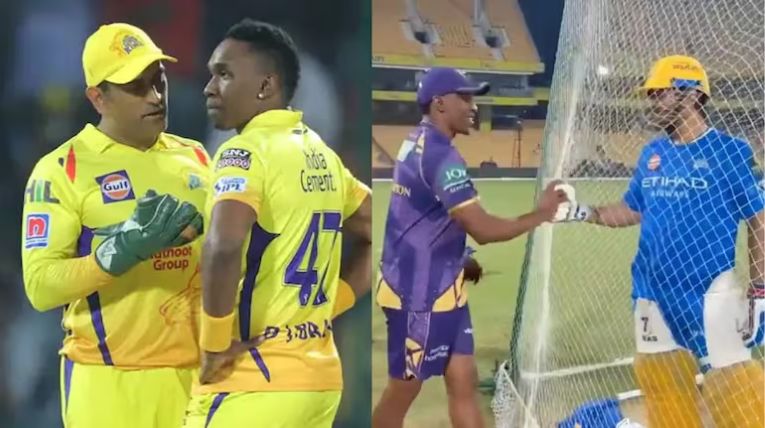 Dhoni and Dwayne Bravo