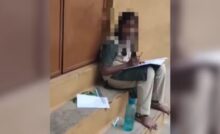 Menstruating girl's exam outside classroom