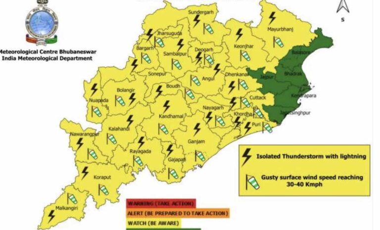 Thunderstorm Activity To Subside In Odisha After 2 Days, Temp May Rise By 2-3ºC