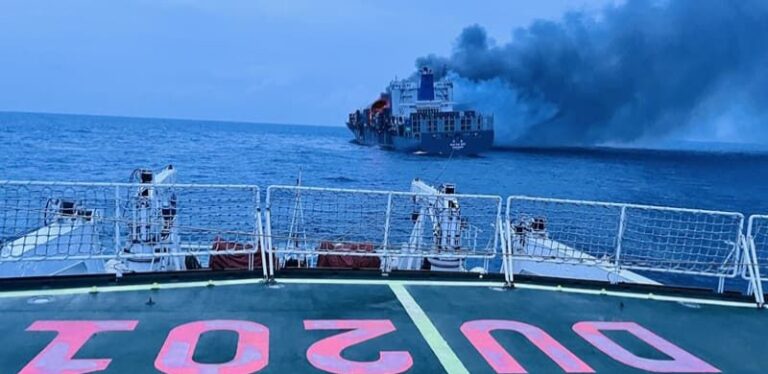 Abandoned Container Ship With Onboard Blaze Being Towed Away From Kerala Coast