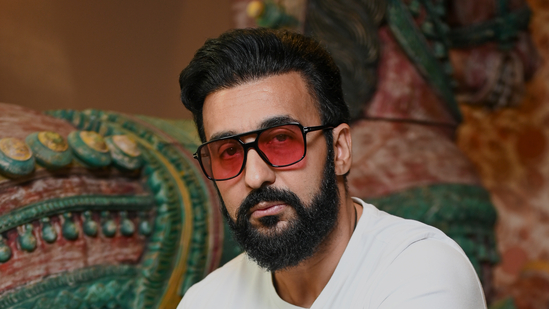 Mumbai, India. Feb 19,2024 - Photo shoot with businessman and bollywood actress Shilpa Shetty`s husband Raj Kundra at Juhu. Feb 19,2024. (Photo by Raju Shinde/HT Photo)