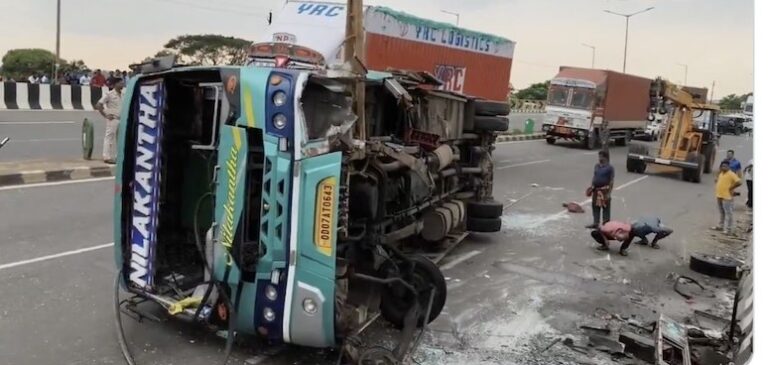 7 Injured As Bus Overturns On Khurda-Berhampur Stretch Of NH‑16 In Odisha
