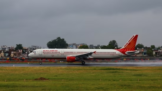 Air India flight catches just after landing at Delhi