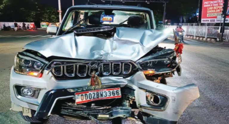 Baripada MLA’s SUV Meets With Accident In Bhubaneswar; Police Probe Claims Of Liquor & Ganja In Vehicle