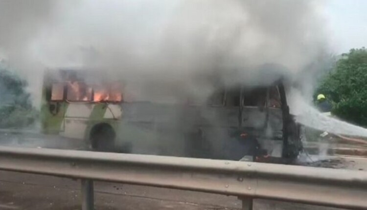 Ama Bus Reduced To Ashes In Odisha’s Khurda, Passengers & Crew Safe