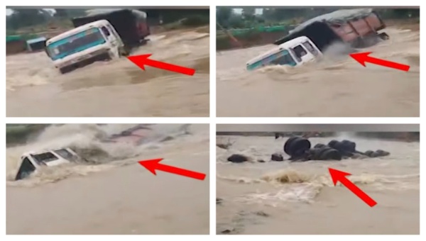 Trailer Truck Swept Away In Floodwaters In Odisha’s Sundargarh; Driver Missing