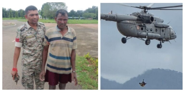 Odisha Man Stranded On Rock In Saberi River Rescued By Helicopter After 24 Hours