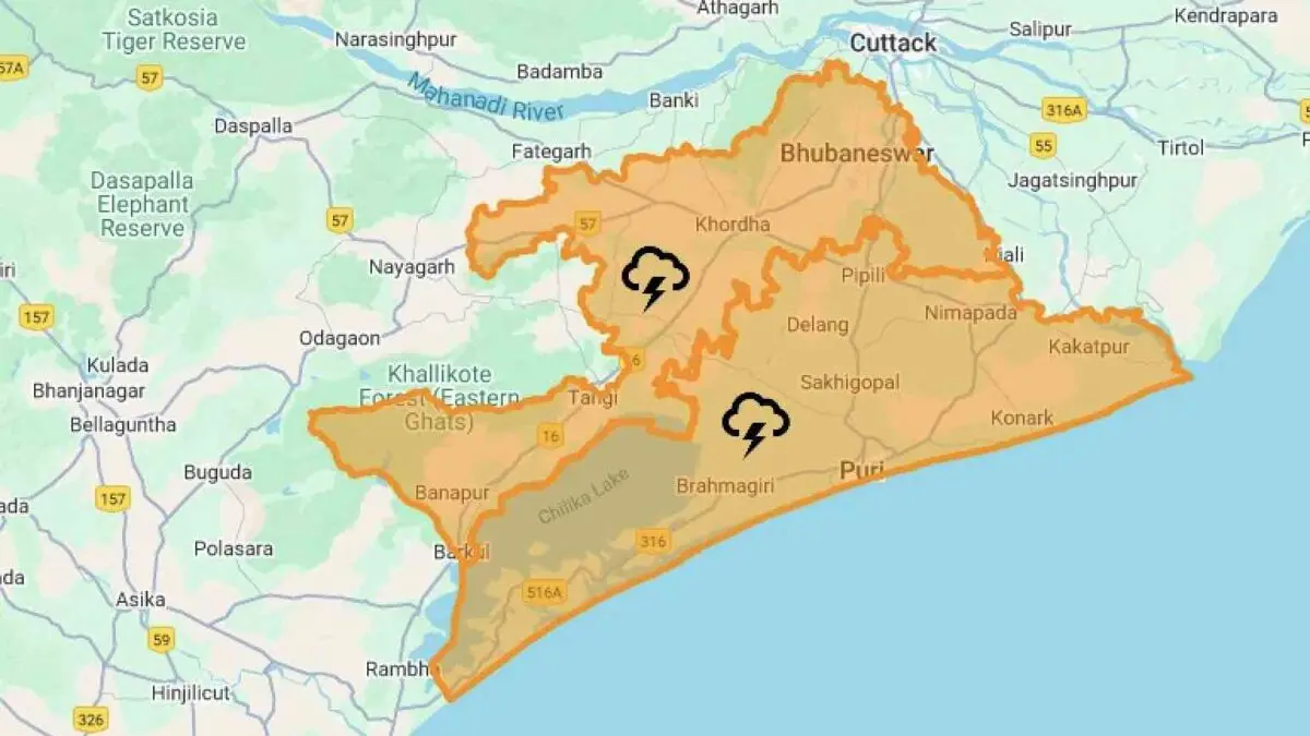 Rain & Thunder To Lash Khurda & Puri In 3 Hours, IMD Issues Orange Warning