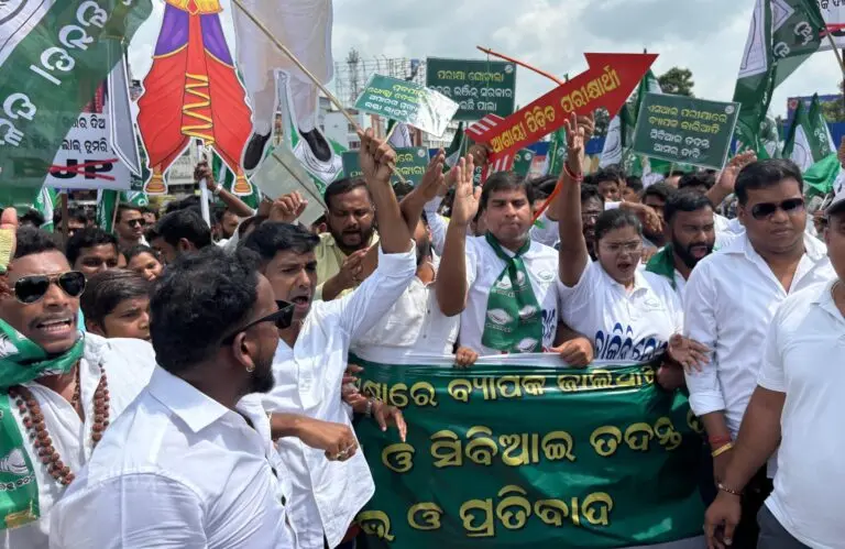 BJD Takes Out Protest March Over CBI Probe Into SI Recruitment Scam In Odisha