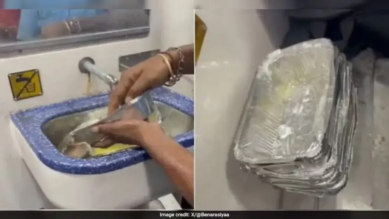 Disposable containers washed on train
