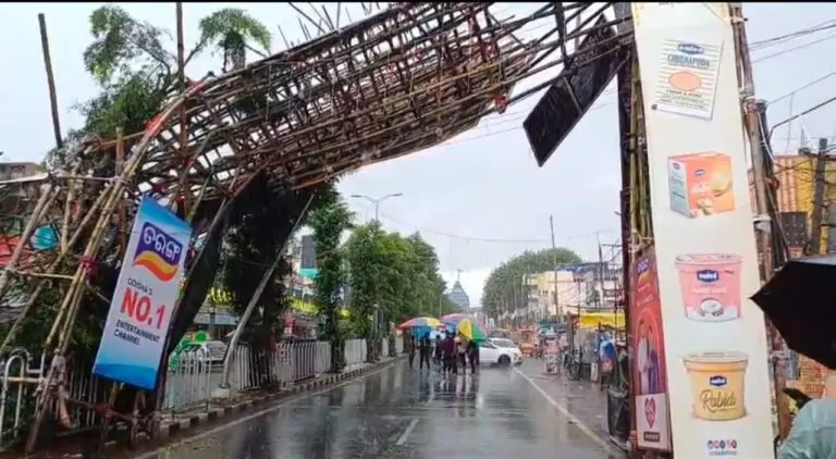 Durga Puja Light Gate Collapses Near College Square In Odisha’s Cuttack City