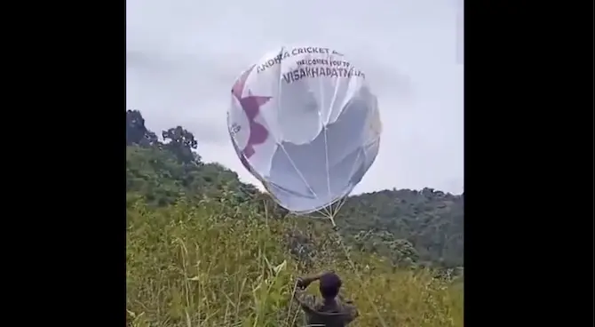 ICC World Cup Balloon Drifts From Vizag To Odisha, Bring Cheer To Locals In Malkangiri Amid Cyclone Montha Chaos