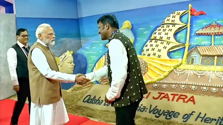 PM Modi Praises Odisha Artist Sudarsan Pattnaik For Bali Jatra Sand Art At India Maritime Week