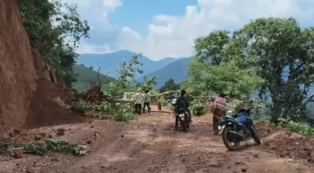 Landslide Triggered By Incessant Rain Blocks Key Ghat Road In Odisha