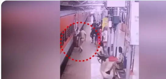 Swift Action By RPF Cop Saves Elderly Woman From Being Dragged Under Moving Train In Odisha