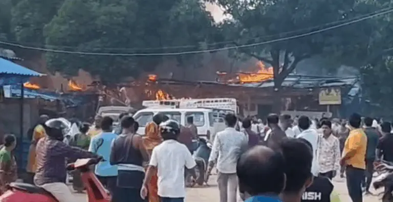 Several Shops Gutted In Major Fire At Unit-I Market In Bhubaneswar