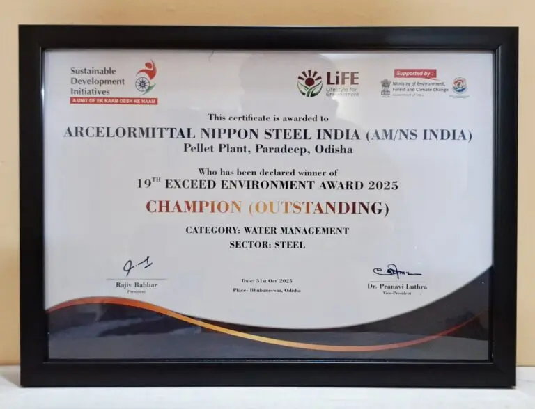 AM/NS India Honoured With ‘Outstanding Champion’ Award For Water Management Excellence