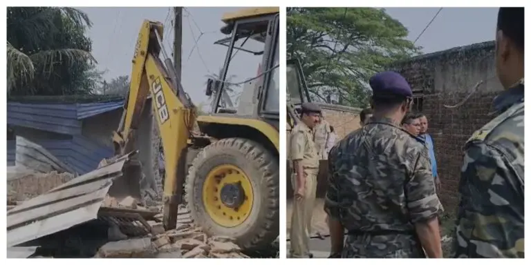 Houses Illegally Built By Drug Trafficker On Govt Land Razed To Ground In Puri