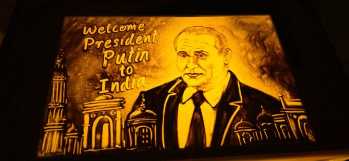 Sand Animation Welcome For Russian President Vladimir Putin On Odisha Sea Beach