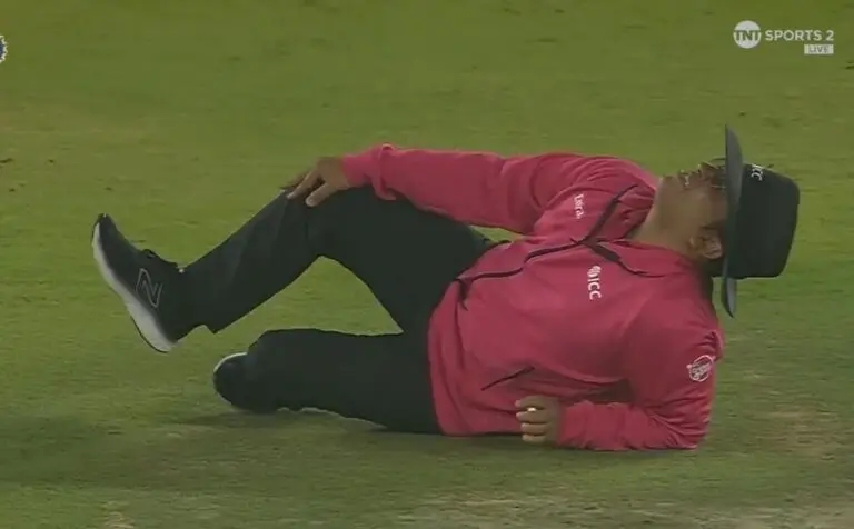Umpire hit by Sanju Samson hit