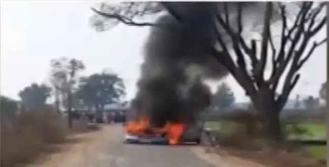 2 Escape With Injuries As Car Catches Fire After Accident In Odisha’s Nuapada