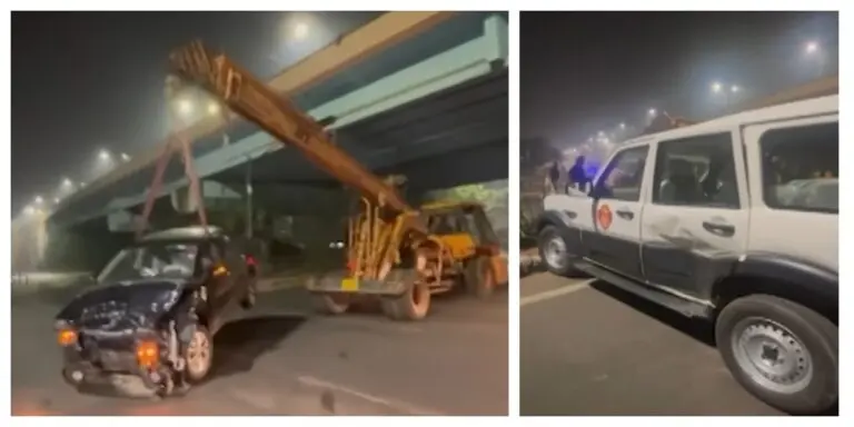 3 Injured As Car Crashes Into Police Van In Bhubaneswar