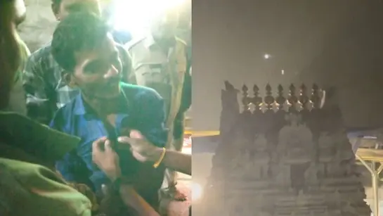 Drunk Man Scales Tirupati Temple Gopuram, Damages Kalashams
