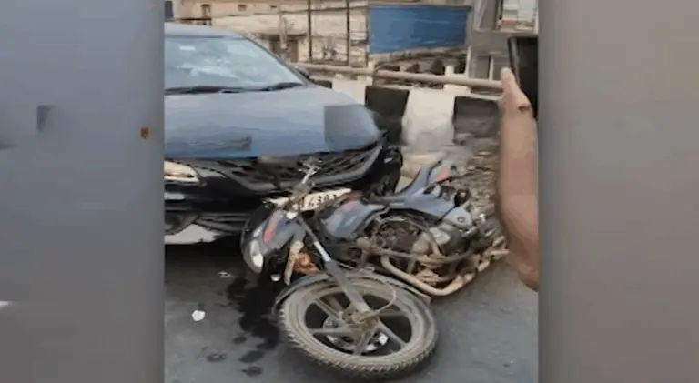 Five Injured As Car Crashes Into Bikes On Rasulgarh Overbridge In Bhubaneswar
