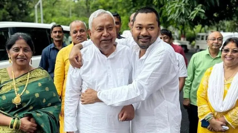 Nitish Kumar and son Nishant