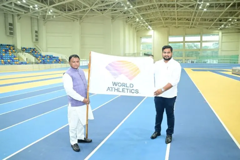 World Athletics Flag Presented To CM Majhi Ahead Of 2028 Indoor Championship In Odisha