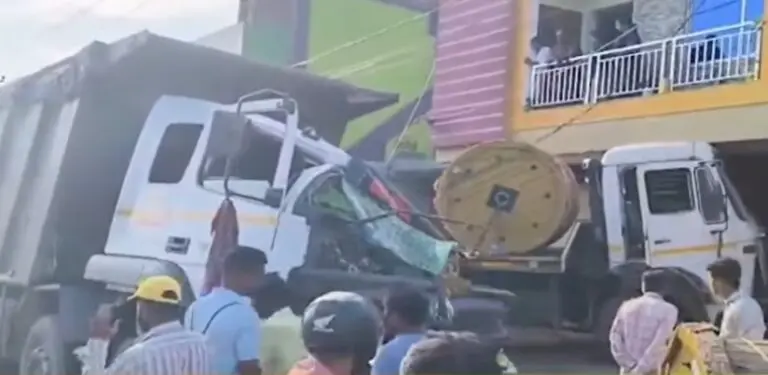 Miraculous Escape For Family In Odisha’s Nayagarh As Trailer Crashes Into House After Highway Collision