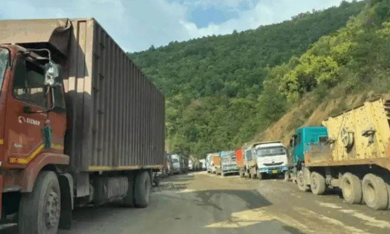 Over 500 Vehicles Stranded Along NH-2 Due To Shutdown In Manipur