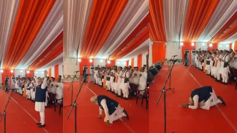 PM Modi bows on stage