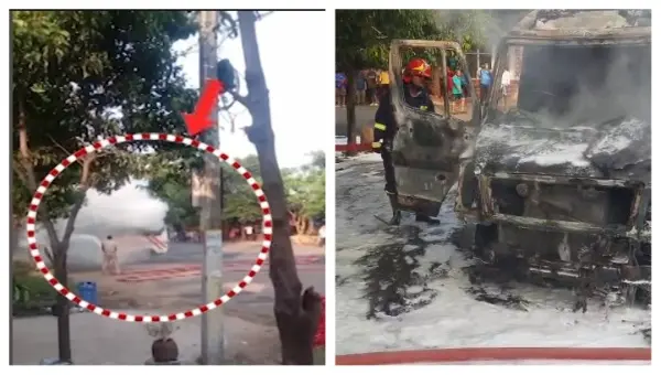 Ambulance Goes Up In Flames In Bhubaneswar After Dropping Patient