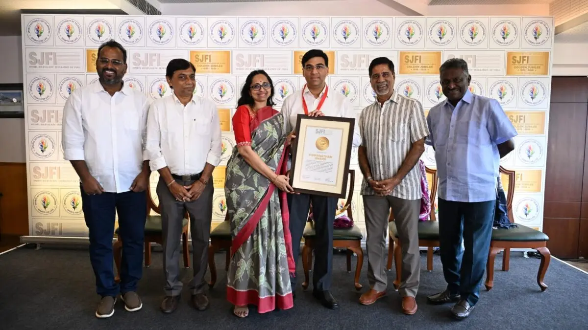Viswanathan Anand Honoured By Sports Journalists’ Federation Of India In Chennai