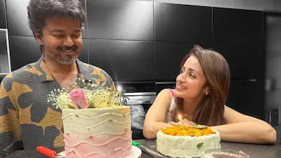 Trisha Krishnan Shuts Down Breakup Speculation With Photos From Vijay’s Birthday Celebration