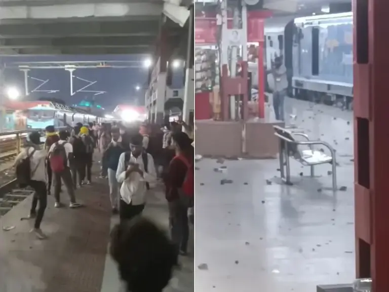 Vandalism by exam protesters at Patna stayion