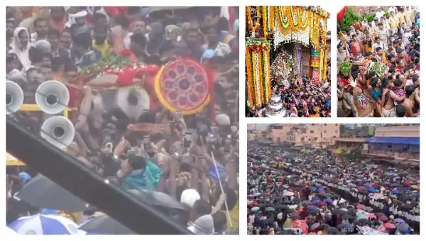 Puri Rath Yatra: Lord Jagannath, Siblings Board Chariots After Grand ‘Pahandi’ Amid Rains