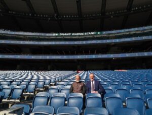Modi, Albanese at Shane Warne stand