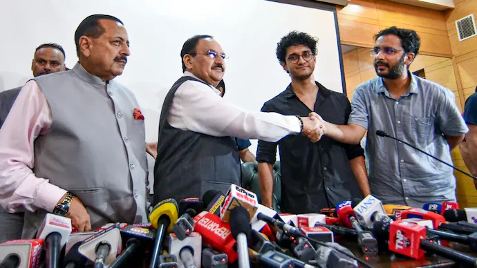Nadda, Jitendra Singh with CJP spokespersons