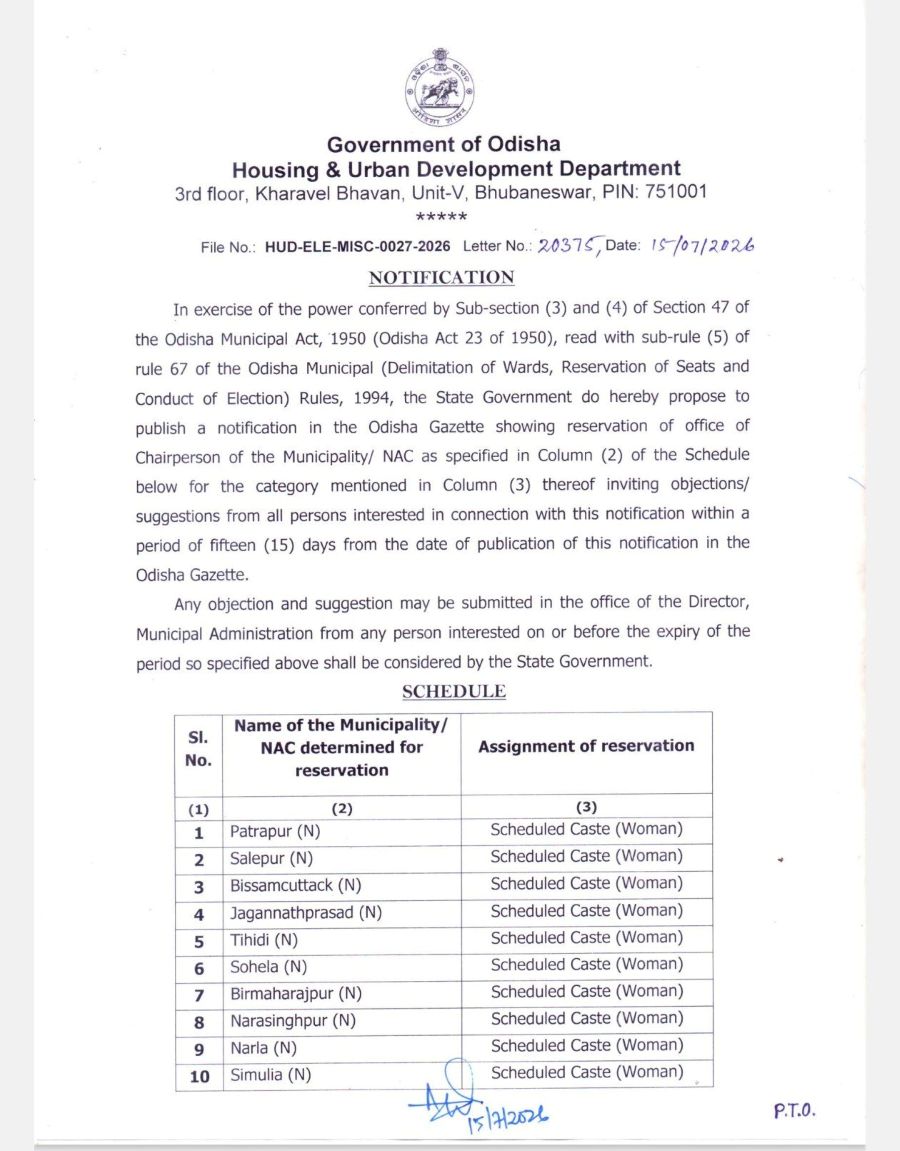 Odisha notification