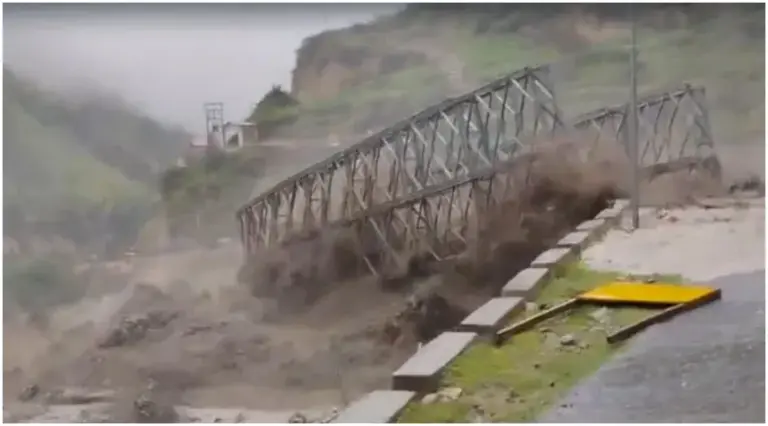 Bridge swept away in Chamoli