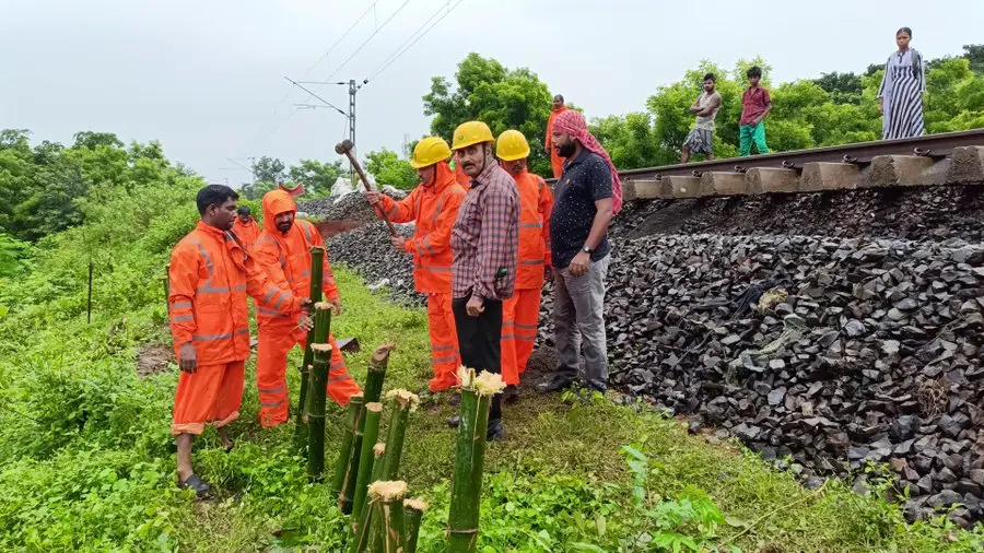 Heavy Rain Sinks Railway Track Near Odisha’s Baripada; Train Services Disrupted