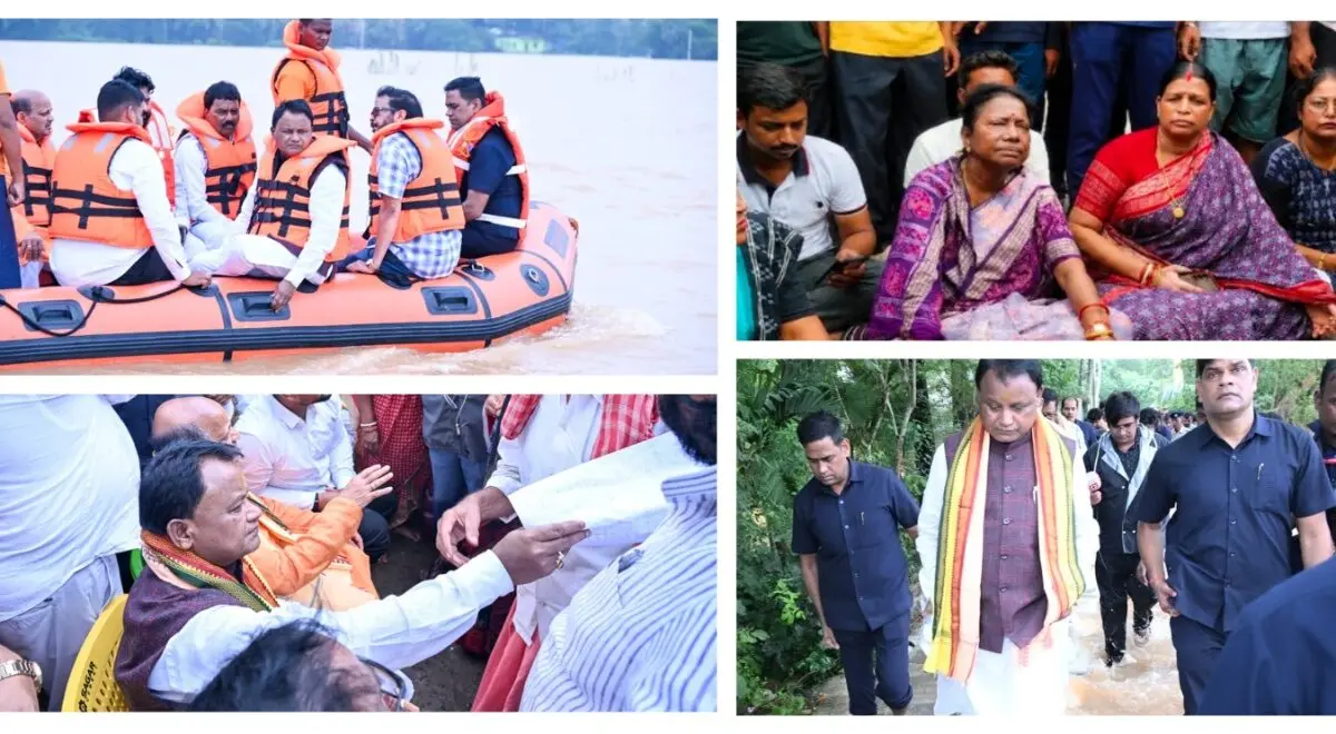 Odisha CM Inspects Flood-Hit Areas Amid Protest By BJD MLAs In Jajpur