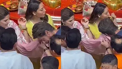 Shah Rukh Khan Uses Pooja Dadlani’s Dupatta To Wipe His Face At Lalbaugcha Raja, Fans React