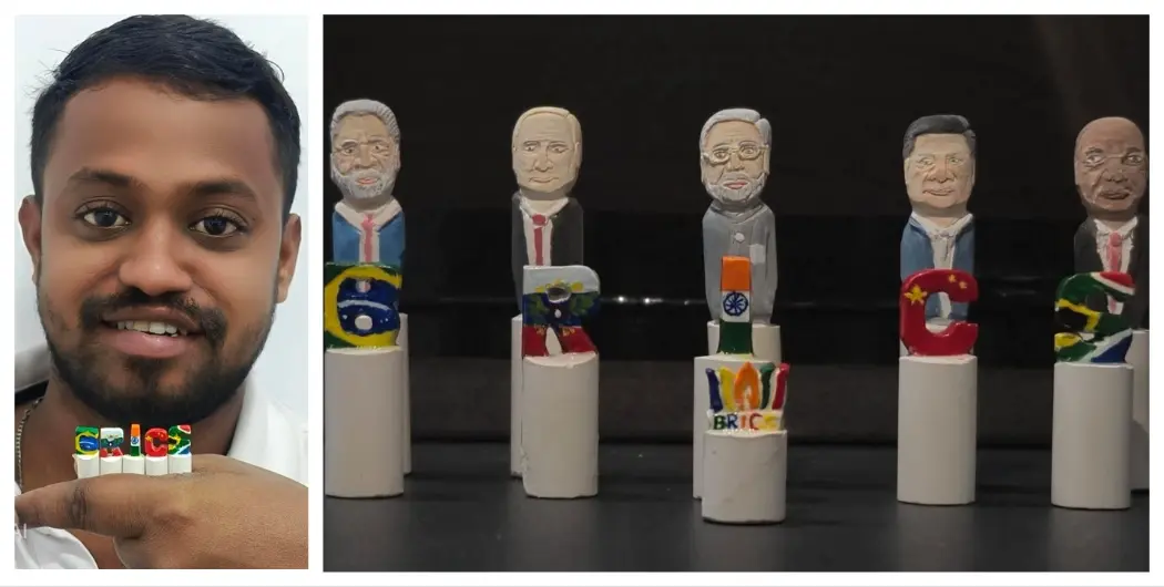 Miniature Artist Bijay Carves BRICS Leaders In Tiny Chalk