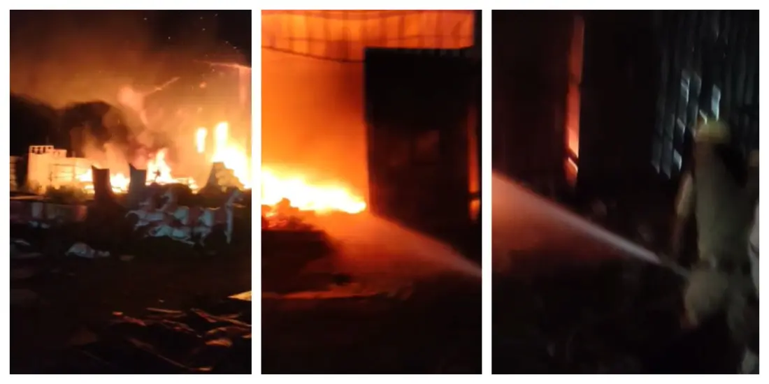 Fire Guts Tent House Storeroom Near Bhubaneswar