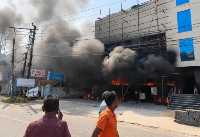 Bikes, Accessories Gutted As Massive Fire Engulfs Showroom In Odisha